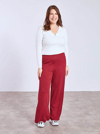 Trousers wide leg monochrome in wine red