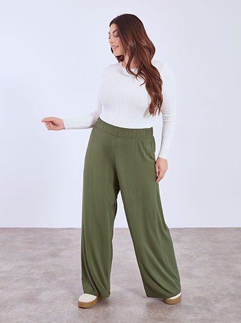 Trousers wide leg monochrome in khaki