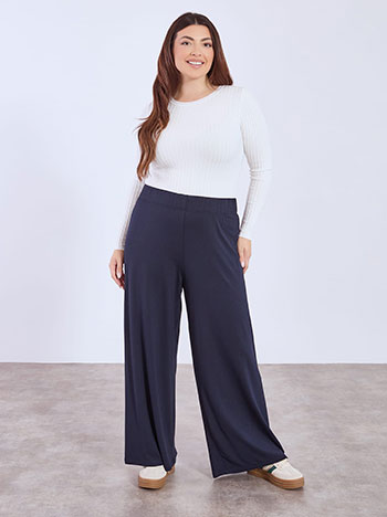 Trousers wide leg monochrome in dark blue