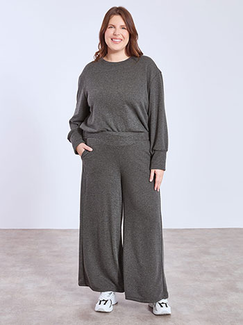 Wide leg trousers with soft touch in dark grey