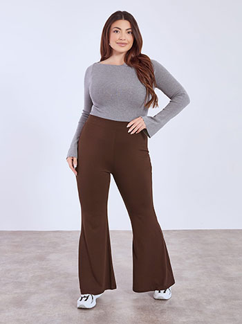 Flare trousers elastic in dark brown