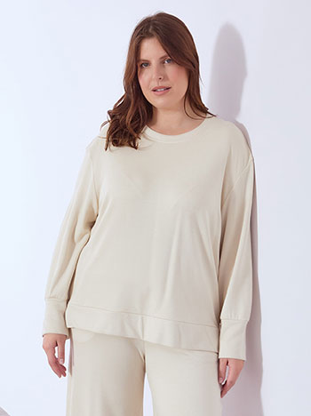 Top asymmetric with soft touch in beige