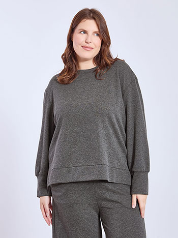 Μπλούζα ασύμμετρη με απαλή υφή σε γκρι σκούρο