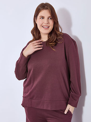 Μπλούζα ασύμμετρη με απαλή υφή σε μπορντό