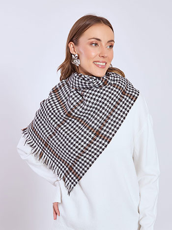 Κασκόλ καρό με κρόσια σε μαύρο