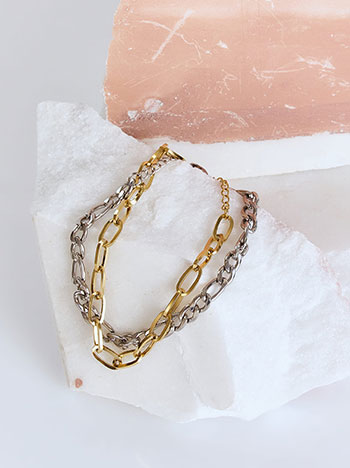 Σετ με 2 βραχιόλια αλυσίδες σε χρυσό ασημί