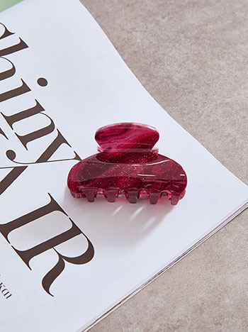 Κλάμερ μαλλιών με glitter σε κόκκινο σκούρο