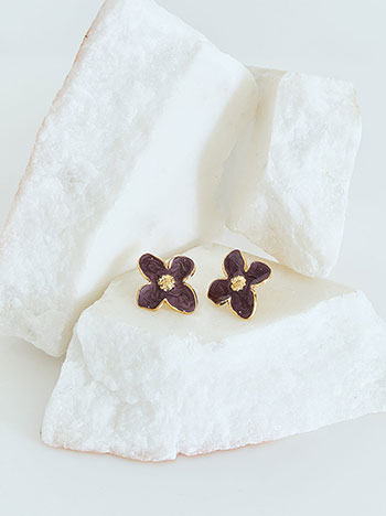 Σκουλαρίκια λουλούδι απο ατσάλι σε χρυσαφί