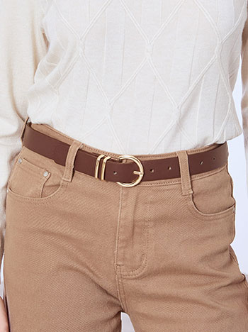 Belt leather effect monochrome in dark brown