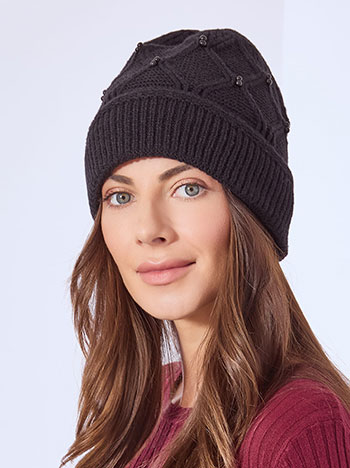 Σκούφος με πέρλες σε μαύρο