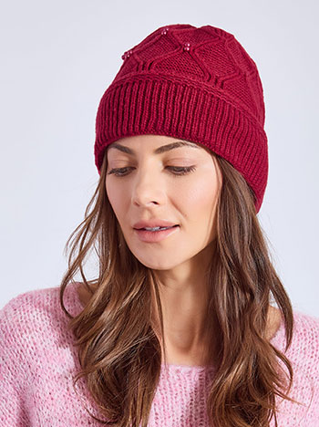 Σκούφος με πέρλες σε μπορντό