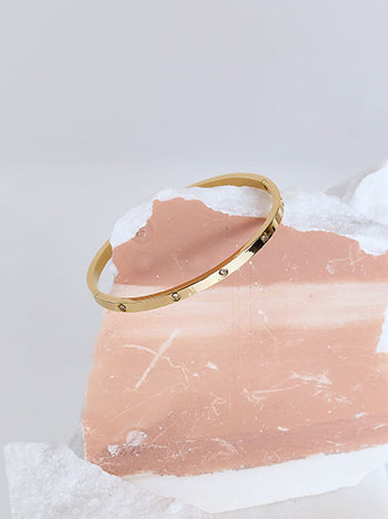 Cuff bracelet with strass in gold