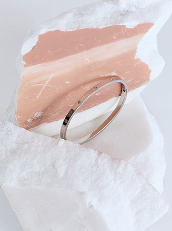 Cuff bracelet with strass in silver