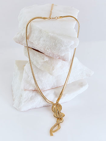 Κολιέ φίδι με διακοσμητικό δέσιμο σε χρυσαφί