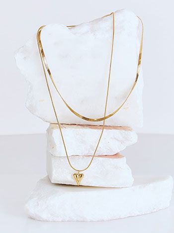 Κολιέ δίσειρο με καρδιά σε χρυσαφί