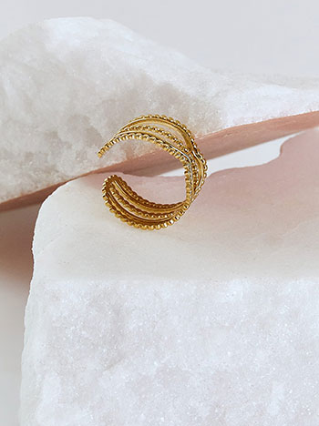 Ring with 5 rows in gold
