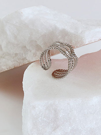 Ring with 5 rows in silver