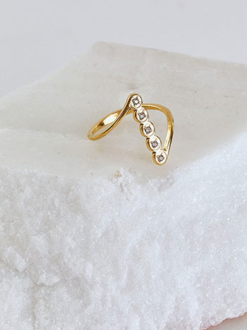 Δαχτυλίδι με strass σε χρυσαφί