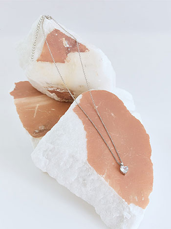 Necklace with strass heart in white