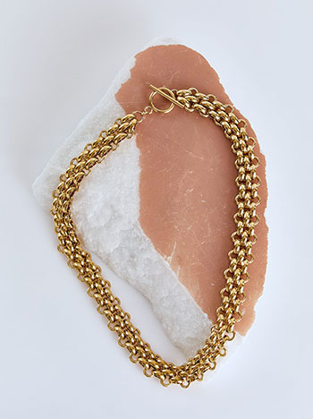 Κολιέ αλυσίδα ανοξείδωτο ατσάλι σε χρυσαφί