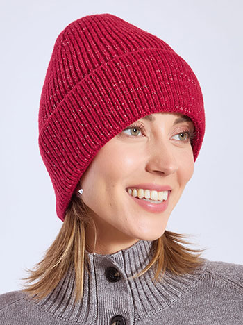 Σκούφος μεταλλιζέ σε μπορντό