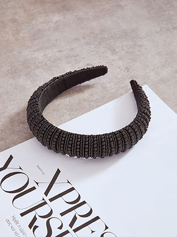 Headband with beads in black
