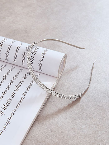 Στέκα μαλλιών με πέτρες strass σε ασημί