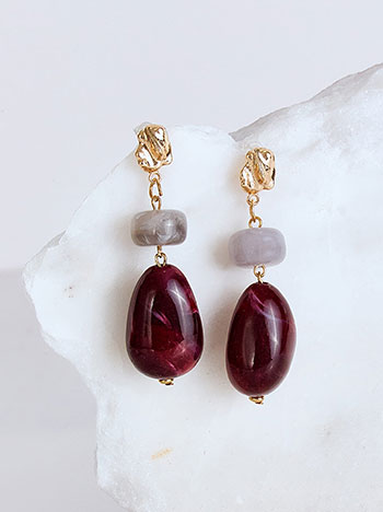 Σκουλαρίκια κρεμαστά με πέτρες σε χρυσαφί