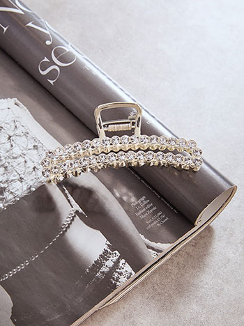 Κλάμερ μαλλιών με strass σε χρυσαφί