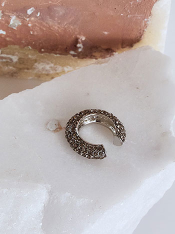 Ear cuff with strass in dark grey