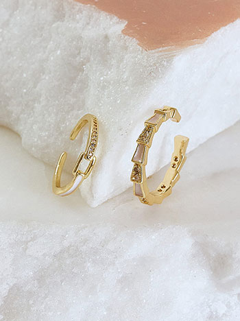 Set of 2 rings with strass in gold