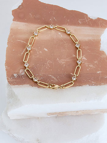 Βραχιόλι αλυσίδα με strass σε χρυσαφί