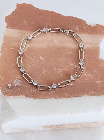 Bracelet chain with strass in silver