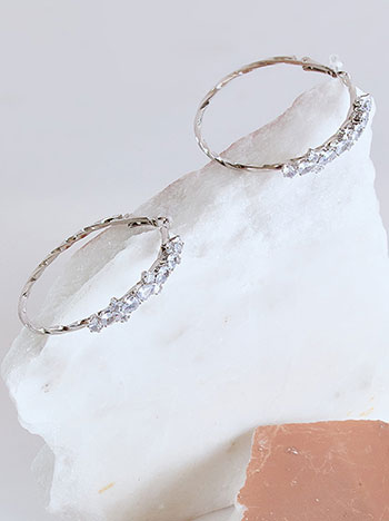 Hoop earrings with strass stones in silver
