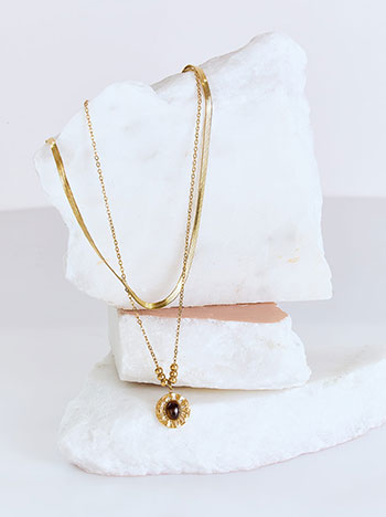 2 row necklace with snake chain in gold
