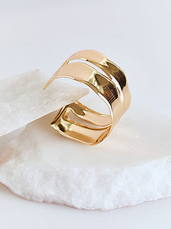 Cuff bracelet with two rows in gold