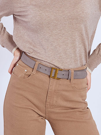 Belt with square buckle in grey