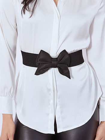 Ζώνη ελαστική με φιόγκο σε μαύρο