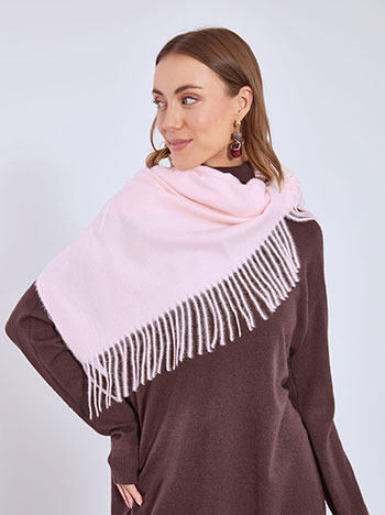 Κασκόλ μονόχρωμο με απαλή υφή σε ροζ