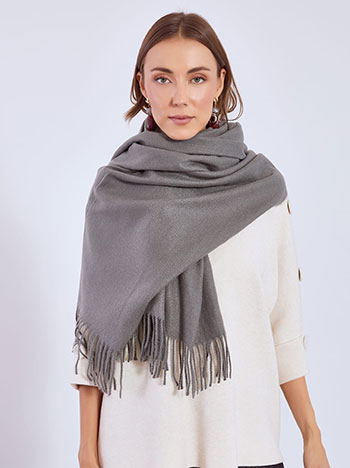 Κασκόλ μονόχρωμο με απαλή υφή σε γκρι σκούρο