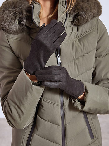 Γάντια με σουέντ όψη σε μαύρο