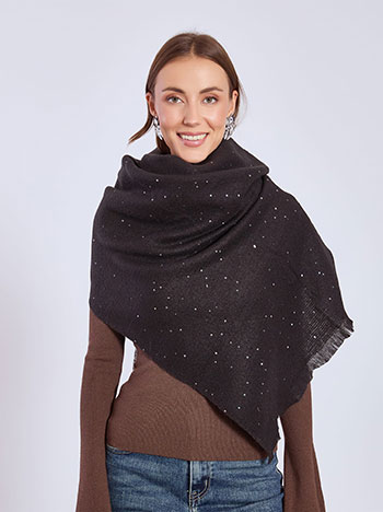 Scarf with sequins in black
