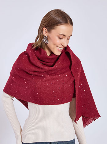 Scarf with sequins in wine red
