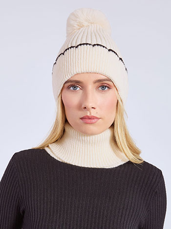 Beanie and snood set in off white