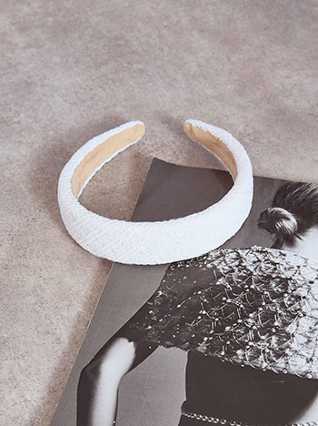 Στέκα μαλλιών tweed σε εκρού