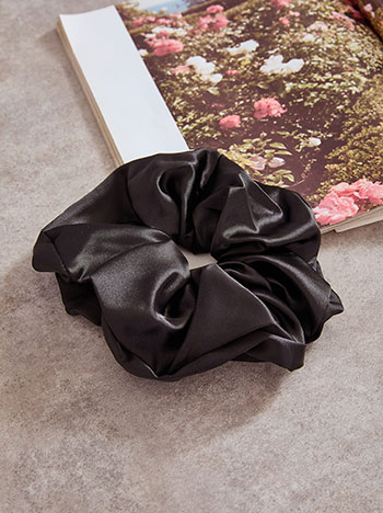 Λαστιχάκι μαλλιών σατέν σε μαύρο