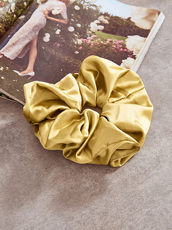 Λαστιχάκι μαλλιών σατέν σε χρυσαφί