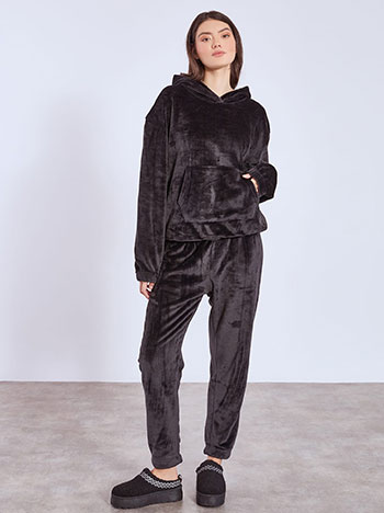 Tracksuit set fleece in black