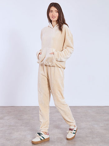 Tracksuit set fleece in beige