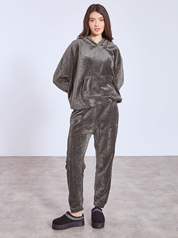 Σετ φόρμας fleece σε γκρι σκούρο